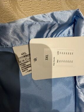 3XL Satin Pajama Top in Light Blue
